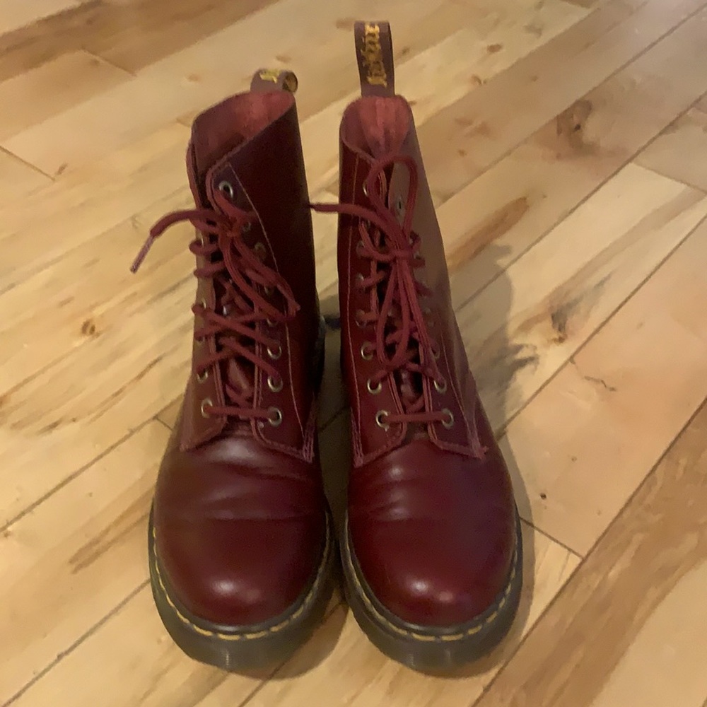Doc Marten boots, cranberry color